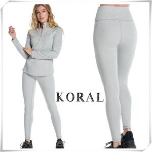 KORAL Seamless Herringbone Jacquard Winter Warm Leggings in Light Gray Size M